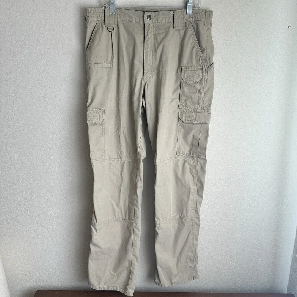 5.11 Tactical Cargo Pants Mens 34x34 Khaki Tan Ripstop Multi-Pocket TDU Workwear